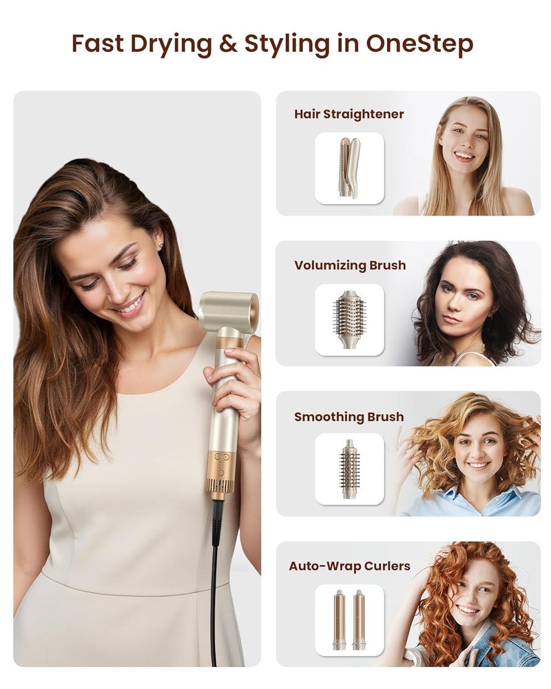 MESCOMB 6-in-1 Hot Air Styler – Hair Dryer & Air Styler with Straightener, Auto Curler, Volumizing Brushes, Frizz-Free Hair Styler for Straighting, Curling, Smoothing & Adding Volume, Not Damage - Image 2